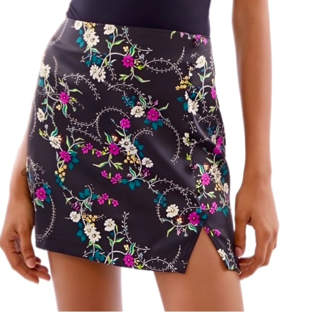 Urban Outfitters Midnight Garden  Silk Side Button Mini Skkrt